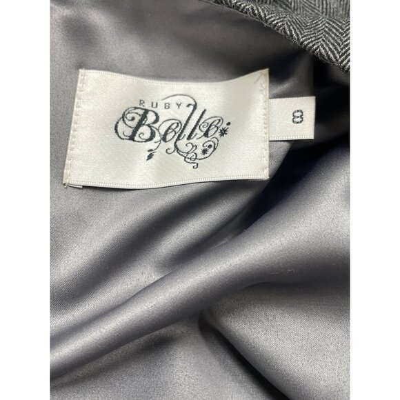 Ruby Belle Womens Gray Herringbone Cap Sleeve Sheath Dress Stylish Size 8 - Picture 6 of 8